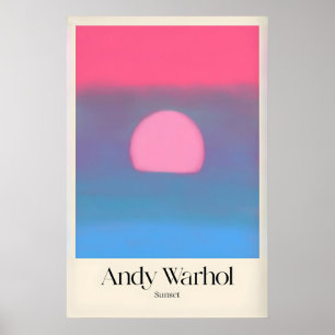 Affiche Pop Art coucher de soleil rose bleu Andy W