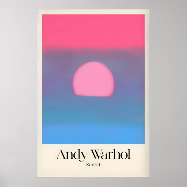 Affiche Pop Art coucher de soleil rose bleu Andy W (Devant)