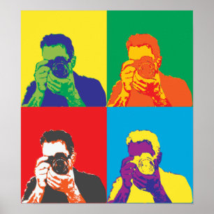 Affiche Pop Art Couleurs Vives Photographe Appareil Photo 