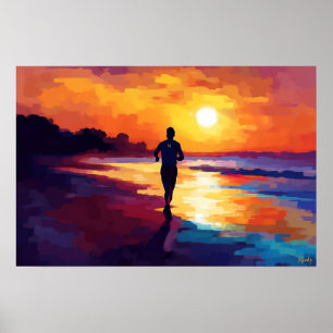 Affiche Pop Art Course à pied au coucher du soleil – Art d