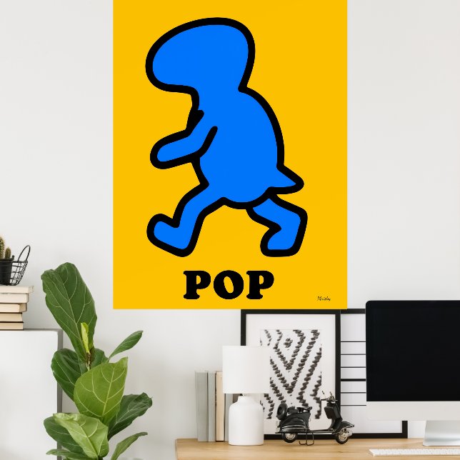 Affiche Pop Art Dinosaure Bleu – Préhistorique de  (Bureau à domicile)
