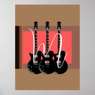 Affiche Pop Art Electric Guitare Monogramme initial