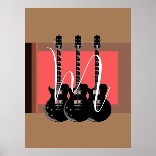 Affiche Pop Art Electric Guitare Monogramme initial (Devant)
