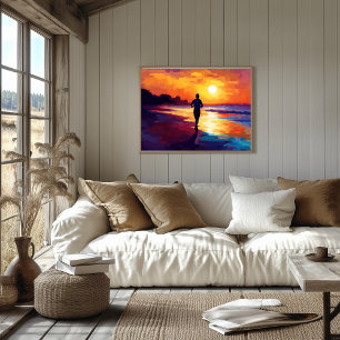 Affiche Pop Art en course au coucher du soleil – Art du jo