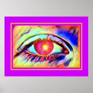 Affiche Pop Art Eyes like a Flame Bold Psychedelic