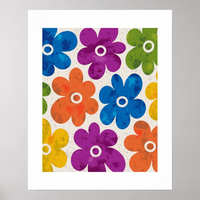 Affiche Pop-Art Floral Rétro (Devant)