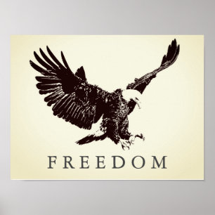 Affiche Pop Art Freedom Eagle Landing Vintage