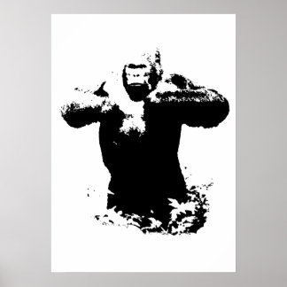 Affiche Pop Art Gorilla battre la poitrine Animaux sauvage