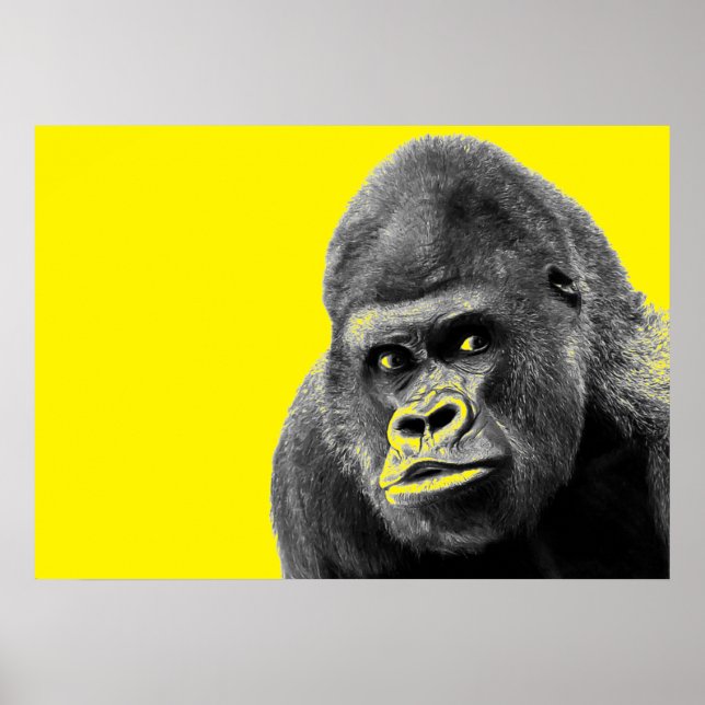 Affiche Pop Art Gorilla Jaune Grey (Devant)