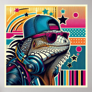 AFFICHE POP ART IGUANA 4