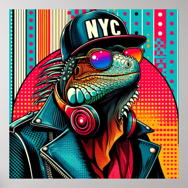 AFFICHE POP ART IGUANA 8 (Devant)
