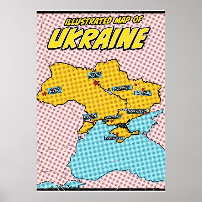 Affiche Pop Art Illustré Ukraine (Devant)