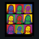 Affiche Pop Art Jesus<br><div class="desc">Le graphisme artistique "Pop Art Jesus" conçu par bCreative montre une représentation iconique de Jésus dans une oeuvre pop art en neuf panneaux ! Cela fait un grand cadeau pour la famille, les amis ou un régal pour vous-même! Ce graphisme amusant est un grand ajout au style de n'importe qui....</div>