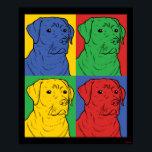 Affiche Pop Art Labrador Retriever<br><div class="desc">"Pop Art Labrador Retriever", graphisme dessiné par bCreative montre un profil emblématique d'un chien dans une pièce pop art à quatre panneaux ! Cela fait un grand cadeau pour la famille, les amis ou un régal pour vous-même! Ce graphisme amusant est un grand ajout au style de n'importe qui. bCreative...</div>