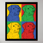 Affiche Pop Art Labrador Retriever<br><div class="desc">"Pop Art Labrador Retriever", graphisme dessiné par bCreative montre un profil emblématique d'un chien dans une pièce pop art à quatre panneaux ! Cela fait un grand cadeau pour la famille, les amis ou un régal pour vous-même! Ce graphisme amusant est un grand ajout au style de n'importe qui. bCreative...</div>