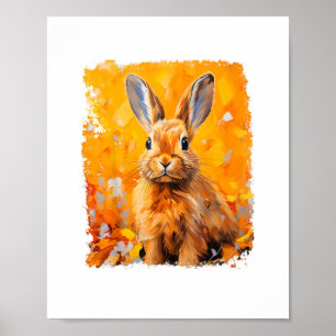 Affiche Pop Art Lapin Coloré Lapin Orange