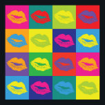 Affiche Pop Art Lips Kiss Marks Coloré<br><div class="desc">Sassy Pop Art Lips Kiss Marks Colorful Poster.</div>