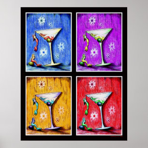 Affiche Pop Art Mermaid Martinis