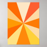 Affiche Pop Art Modern 60s Funky Geometry Rays in Orange<br><div class="desc">Ce design pop art branché,  d'inspiration rétro des années 60,  a des rayons orange psychédéliques / coups de soleil tournant dans un motif géométrique. Ce design branché,  minimaliste et ultra-moderne comporte douze rayons dans des tons orangés variés. C'est super,  bébé.</div>