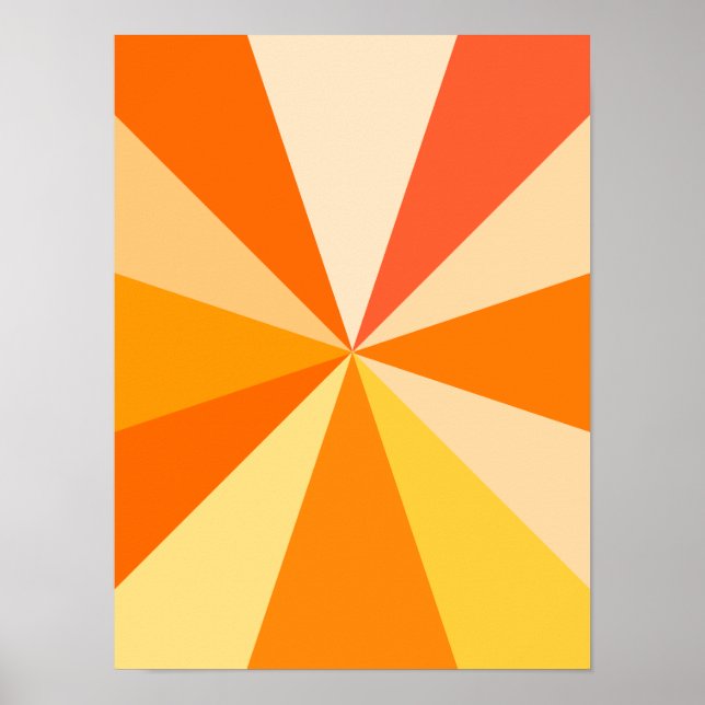 Affiche Pop Art Modern 60s Funky Geometry Rays in Orange (Devant)