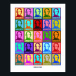 Affiche Pop Art Mozart | Rock Me Colorée<br><div class="desc">Des couleurs vives ajoutent un esprit pop art moderne à ces 25 portraits stylisés graphiques du célèbre compositeur de musique Wolfgang Amadeus Mozart. Chaque portrait est conçu avec deux couleurs intenses différentes et a "Amadeus" placé en dessous dans une police audacieuse et propre. Placés sous les portraits, en caractères gras...</div>