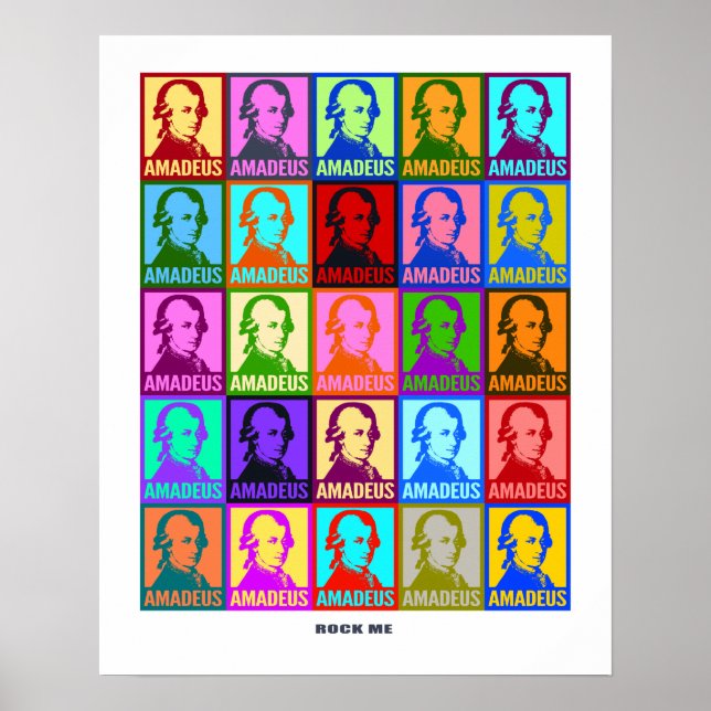 Affiche Pop Art Mozart | Rock Me Colorée (Devant)