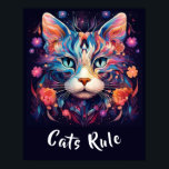 Affiche Pop Art Native American Multicolor Cats Règle<br><div class="desc">Ajoutez votre propre texte ! Une belle impression de chat dans le pop art moderne de style amérindien. Il s'agit d'une impression frappante par elle-même ou avec le texte ajouté de votre choix.</div>