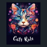 Affiche Pop Art Native American Multicolor Cats Règle<br><div class="desc">Ajoutez votre propre texte ! Une belle impression de chat dans le pop art moderne de style amérindien. Il s'agit d'une impression frappante par elle-même ou avec le texte ajouté de votre choix.</div>