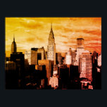 Affiche Pop Art New York City Ink Sketch<br><div class="desc">New York City Midtown Image de style ancien - Vintage New York</div>