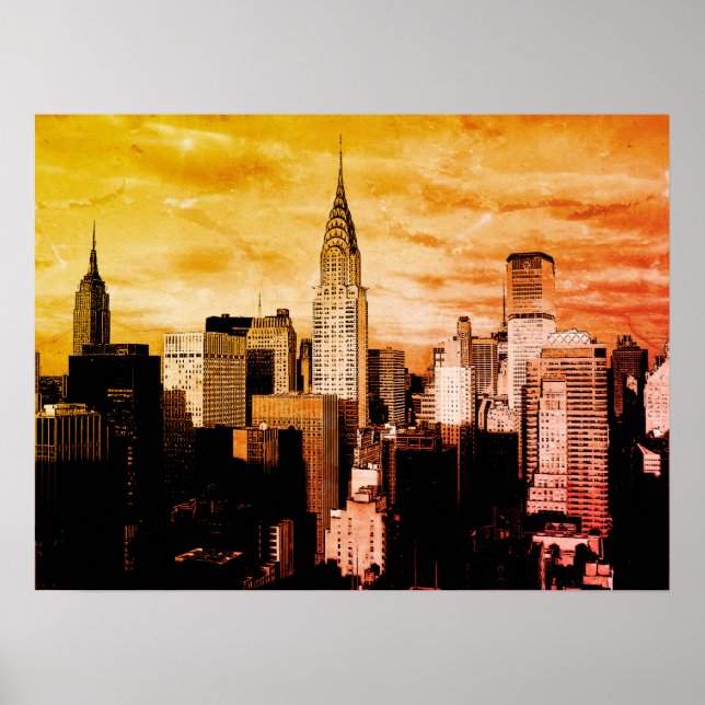 Affiche Pop Art New York City Ink Sketch (Devant)