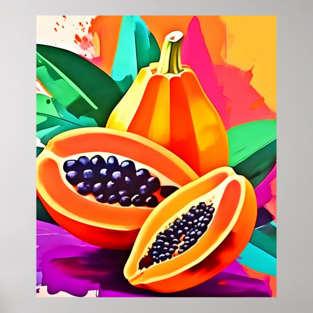 Affiche Pop Art Papaya découpé (Devant)
