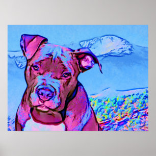 Affiche Pop Art Pit Bull Puppy Chien