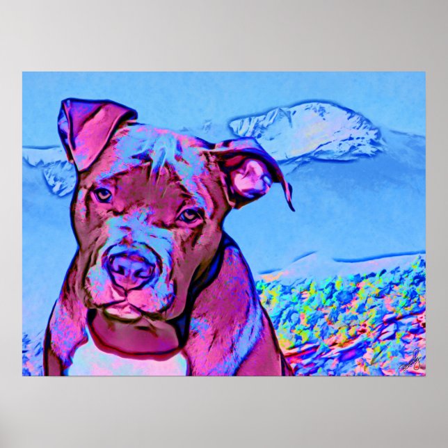 Affiche Pop Art Pit Bull Puppy Chien (Devant)