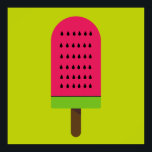 Affiche Pop art popsicle fruity watermelon<br><div class="desc">A cute pop art colorful bright illustration of a watermelon popsicle ice-block in pink and lime green. Happy and fruity !</div>