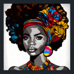 Affiche Pop Art Portrait d'une fille africaine des années<br><div class="desc">"Vivez l'essence de la culture des années 80 avec ce Portrait audacieux et vibrant de Pop Art. Cette oeuvre d'art unique saisit la mode iconique et le style personnel de l'époque, avec des touches audacieuses et des couleurs vives qui en font un complément incontournable à toute collection d'art pop. Ne...</div>