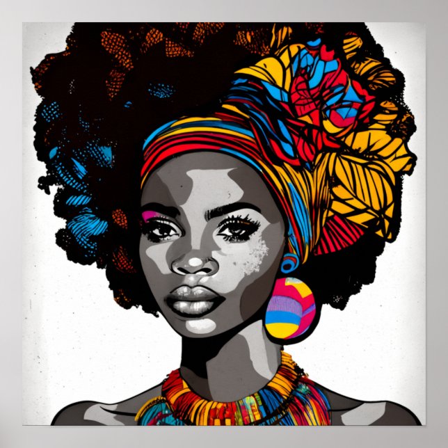 Affiche Pop Art Portrait d'une fille africaine des années  (Devant)