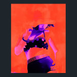 Affiche Pop Art Retro Hippy Chic Boho Artworks Girl<br><div class="desc">Pop art rétro hippy chic boho artworks fille en casquette dans pochette en bikini pois. Couleurs violettes et oranges vives. Photo art. vintage moderne,  article cool. Cherchez les produits correspondants dans ma collection de magasins. Copyright de l'image Marg Seregelyi Photography.</div>