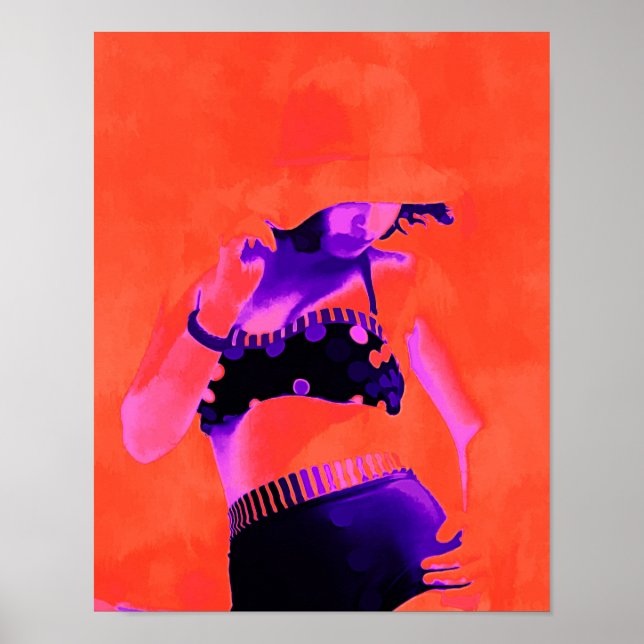 Affiche Pop Art Retro Hippy Chic Boho Artworks Girl (Devant)