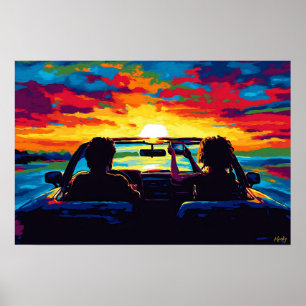 Affiche Pop Art Road Trip Sunset Wall Art – Aventure