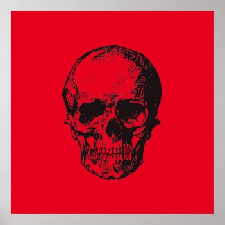 Affiche Pop Art rouge crâne