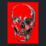 Affiche Pop Art rouge crâne<br><div class="desc">Imaginaire Art Skull Skeleton Poster Imprimer - Noir & Blanc Métal Lourd Punk Rock College Pop Art</div>