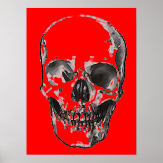 Affiche Pop Art rouge crâne