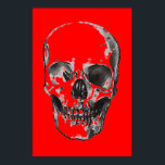 Affiche Pop Art rouge crâne<br><div class="desc">Imaginaire Art Skull Skeleton Poster Imprimer - Noir & Blanc Métal Lourd Punk Rock College Pop Art</div>