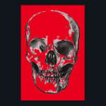 Affiche Pop Art rouge crâne<br><div class="desc">Poster de crâne d'Imaginaire - Red Heavy Metal Punk Rock College Pop Art</div>