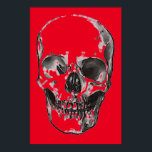 Affiche Pop Art rouge crâne<br><div class="desc">Poster de crâne d'Imaginaire - Red Heavy Metal Punk Rock College Pop Art</div>