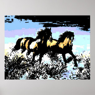 Affiche Pop Art Runses Horses Imprimer l'affiche