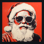 Affiche Pop Art Santa Claus<br><div class="desc">Un design pop art avec le Père Noël en lunettes de soleil</div>