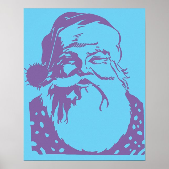 Affiche Pop art Santa light blue mauve (Devant)