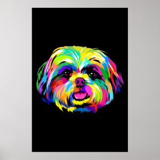 Affiche Pop Art Shih Tzu Amoureux de les chiens