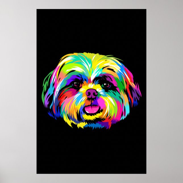 Affiche Pop Art Shih Tzu Amoureux de les chiens (Devant)